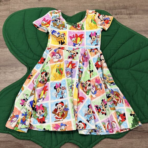 Wild Rich Kids Girls 5/6 Disney Characters Christmas Holiday Twirl Dress - Picture 2 of 4